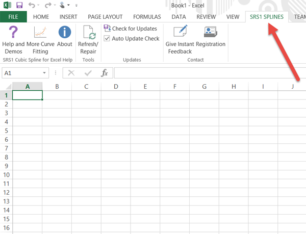 Smoothing data in Microsoft Excel using Data Curve Fit Creator Add-in